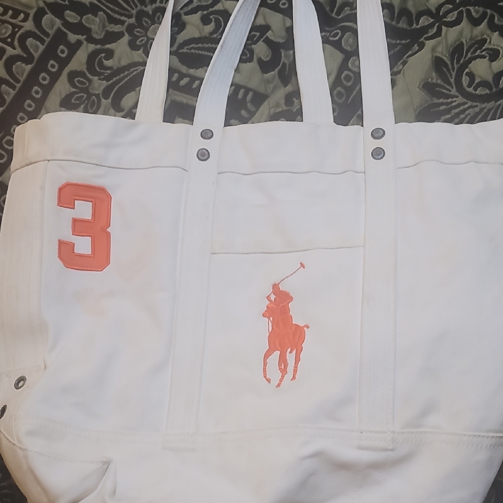 Polo by Ralph Lauren White and Orange Travel Tote